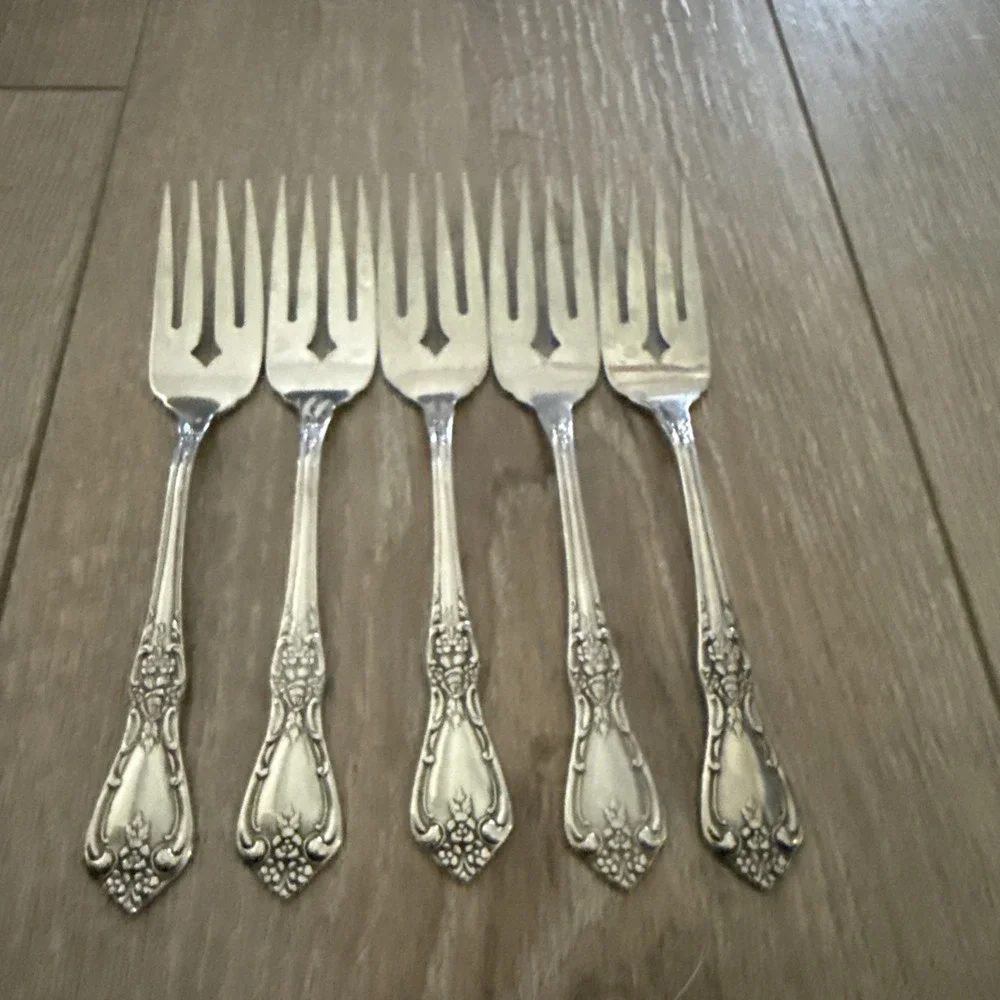5‎ Oneida HH KENNETT SQUARE Stainless SALAD FORKS Distinction Deluxe